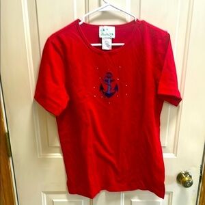 Vintage Quacker Factory Red White and Blue Patriotic T-Shirt size S